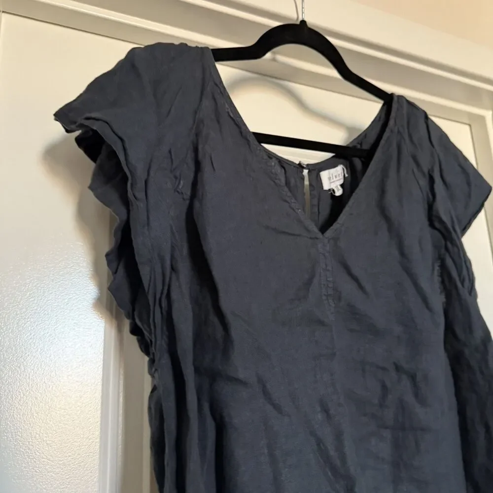 Velvet Graham Spencer 100% linen black fluttler sleeve top classic XL - Picture 6 of 11